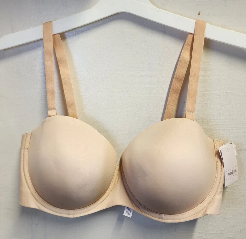 New Auden Women's Beige Underwire Lightly Line Bra Adjustable Straps Size 38DD